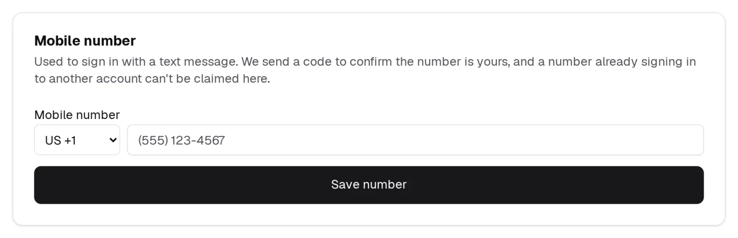 A mobile number here is a way to sign in: BukaTime texts you a code instead of asking for a password.