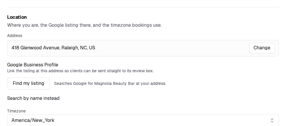 Your Google listing sits under your address, because the address is what finds it.